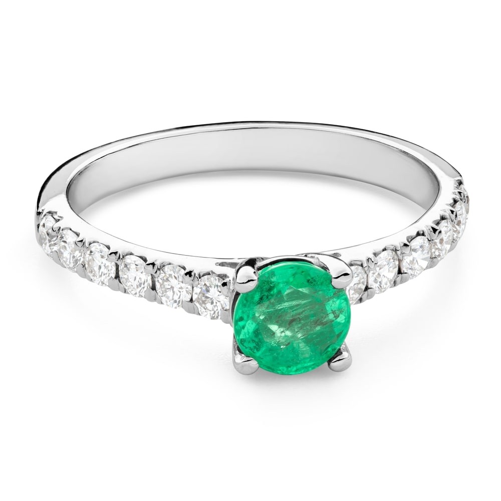 Помолвочное кольцо с драгоценными камнями "Изумруд 25"