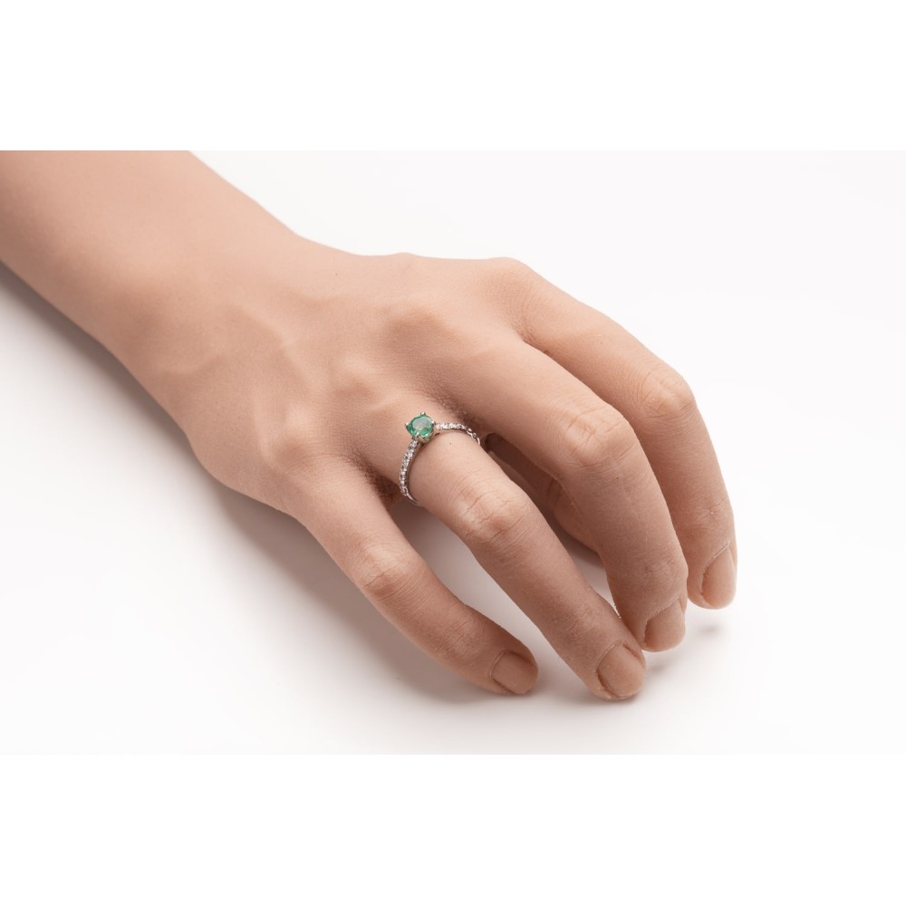 Помолвочное кольцо с драгоценными камнями "Изумруд 26"