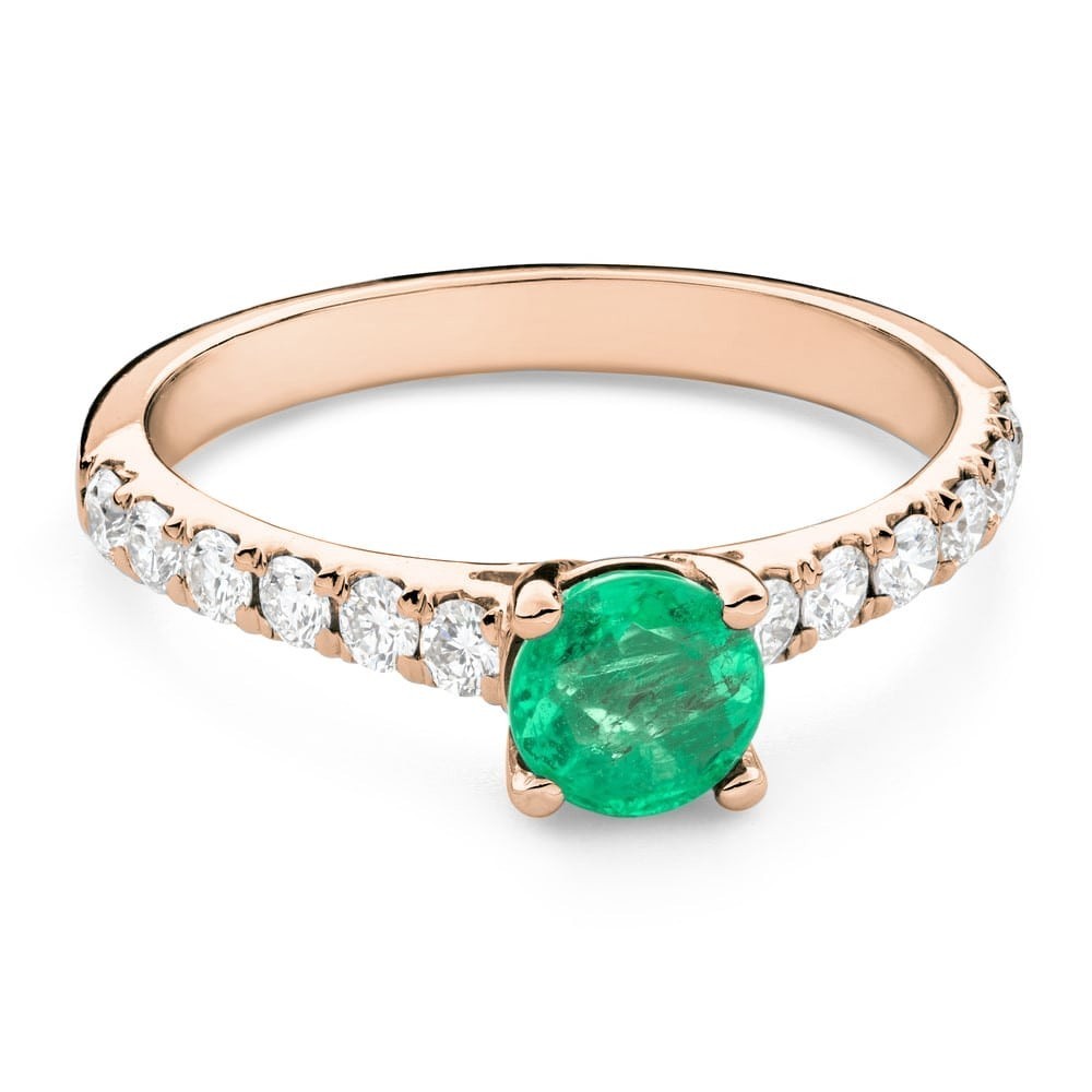 Помолвочное кольцо с драгоценными камнями "Изумруд 27"