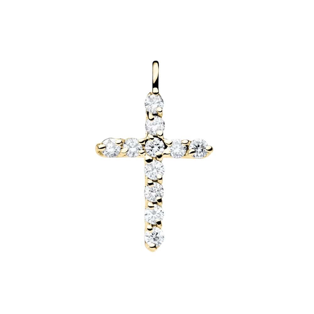 Zelta piekariņš ar briljantiem "Krusts ar dimantiem 11"