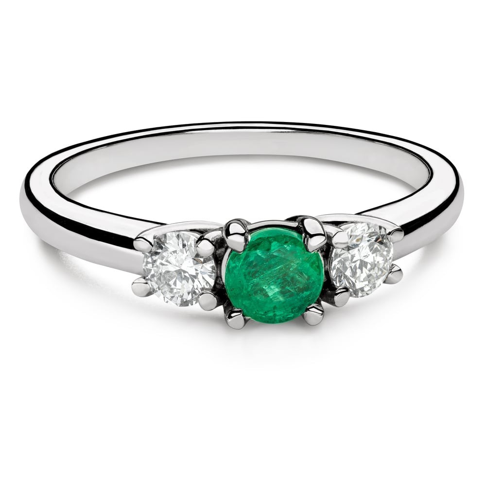 Помолвочное кольцо с драгоценными камнями "Изумруд 37"