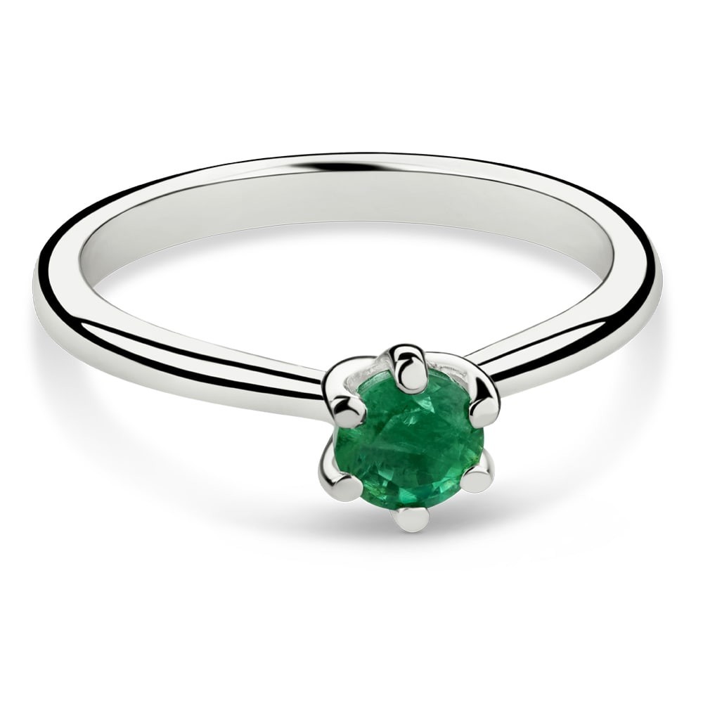 Помолвочное кольцо с драгоценными камнями "Изумруд 52"