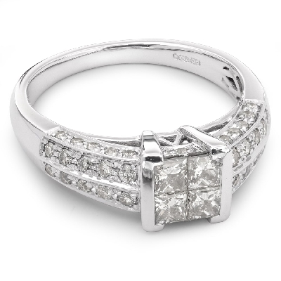 Золотое кольцо с алмазами "Принцессы 6"