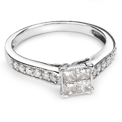 Помолвочное кольцо с алмазами "Принцессы 33"