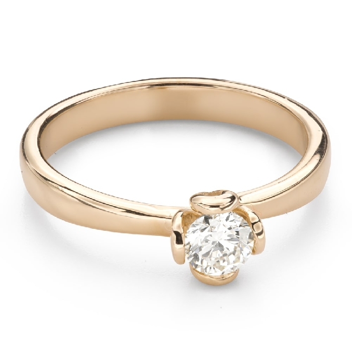 Золотое кольцо с  Бриллиантом "Цветок 27"