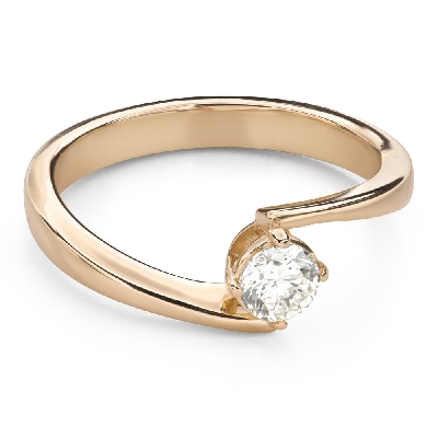 Золотое кольцо с  Бриллиантом "В объятиях любви 100"