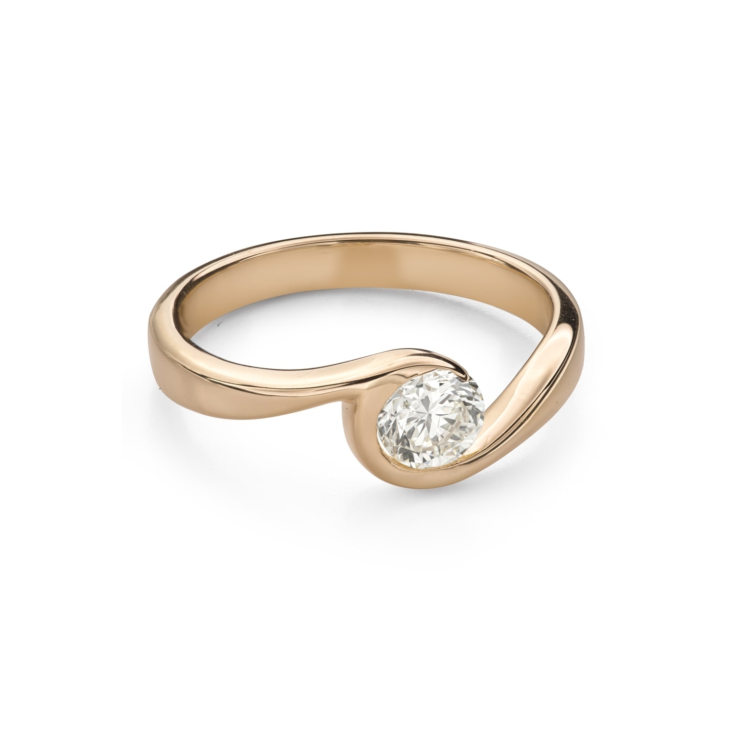 Золотое кольцо с  Бриллиантом "В объятиях любви 103"