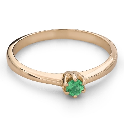 Помолвочное кольцо с драгоценными камнями "Изумруд 49"