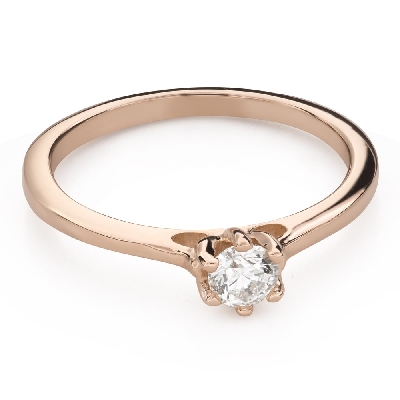 Золотое кольцо с  Бриллиантом "Королева сердца 54"