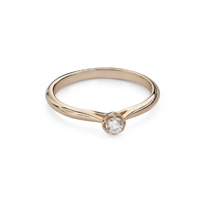 Золотое кольцо с  Бриллиантом "Цветок 33"