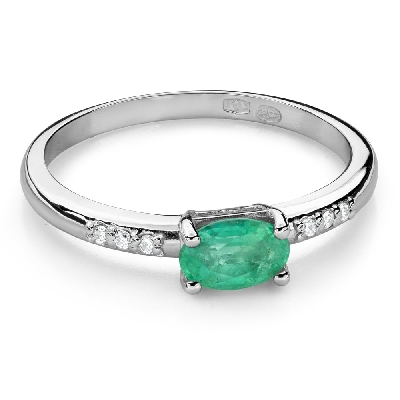 Помолвочное кольцо с драгоценными камнями "Изумруд 55"