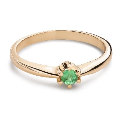 Помолвочное кольцо с драгоценными камнями "Изумруд 58"