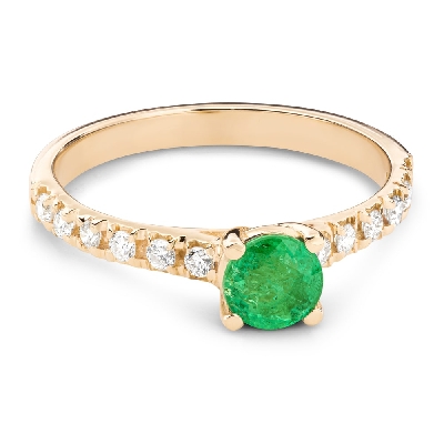 Золотое кольцо с драгоценными камнями "Изумруд 63"
