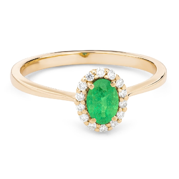 Zelta gredzens ar dārgakmeņiem "Smaragds 64"