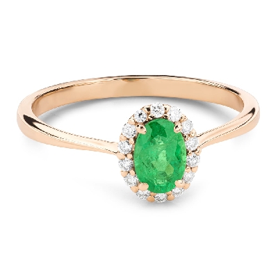 Zelta gredzens ar dārgakmeņiem "Smaragds 65"