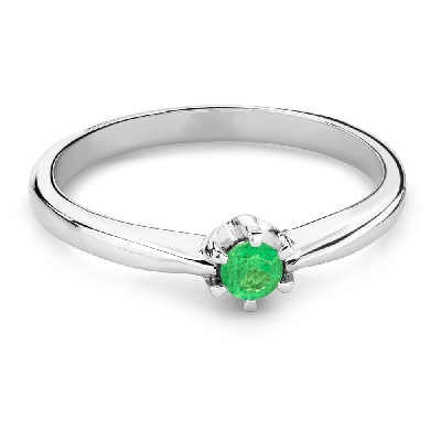 Помолвочное кольцо с драгоценными камнями "Изумруд 67"