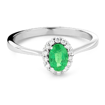 Помолвочное кольцо с драгоценными камнями "Изумруд 69"