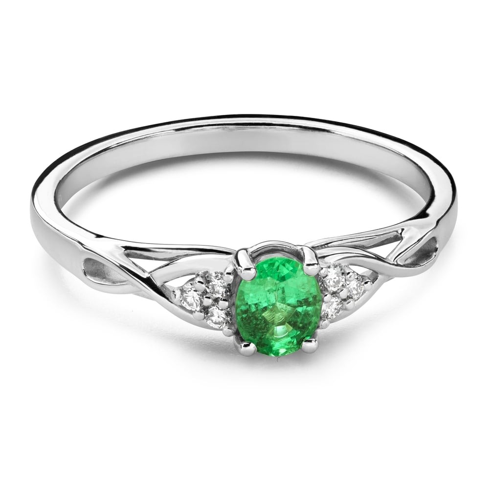 Saderināšanās gredzens ar dārgakmeņiem "Smaragds 31"